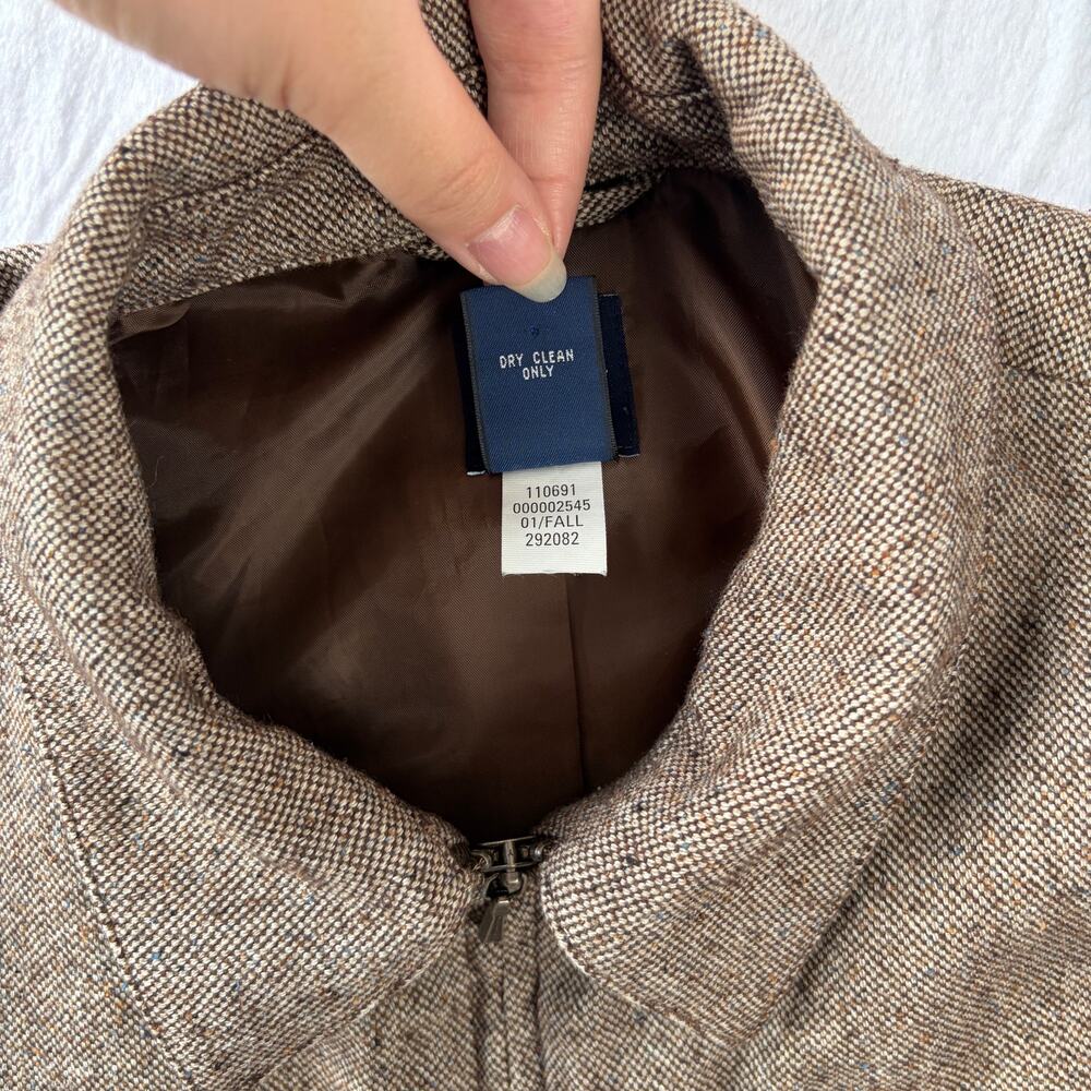 VTG GAP Cropped Harrington Jacket Women's M Brown Wool Blend Rare Minimalist Y2K - Picture 12 of 12